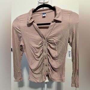 NWT Dusty Rose fitted long sleeve button top